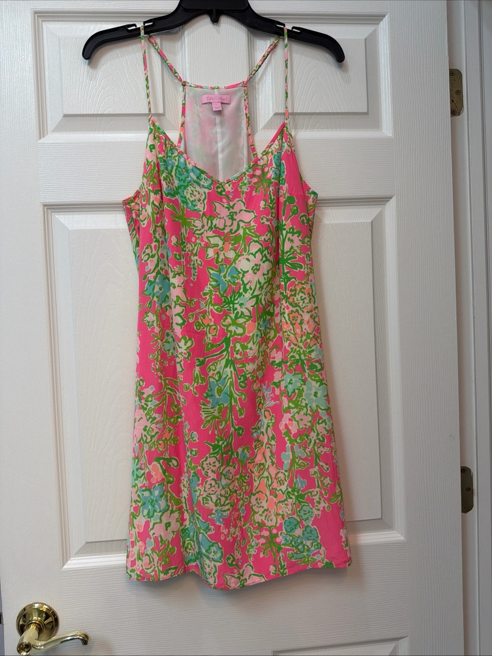 Lilly Pulitzer Hot Pink Floral Slip Dress with Green Accents